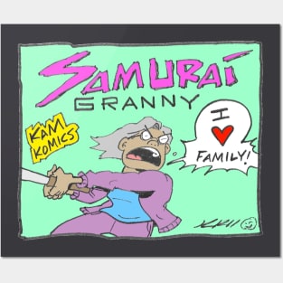 Kam Komics_SamuraiGranny_tshirt Posters and Art